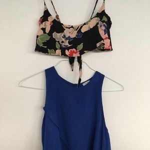 Flower Bralet and Blue Tobi Crop Tank
